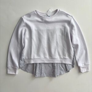 Addison Bay Nwt Mixed Soft Luxe Bloom Pullover Sweatshirt White Stripe